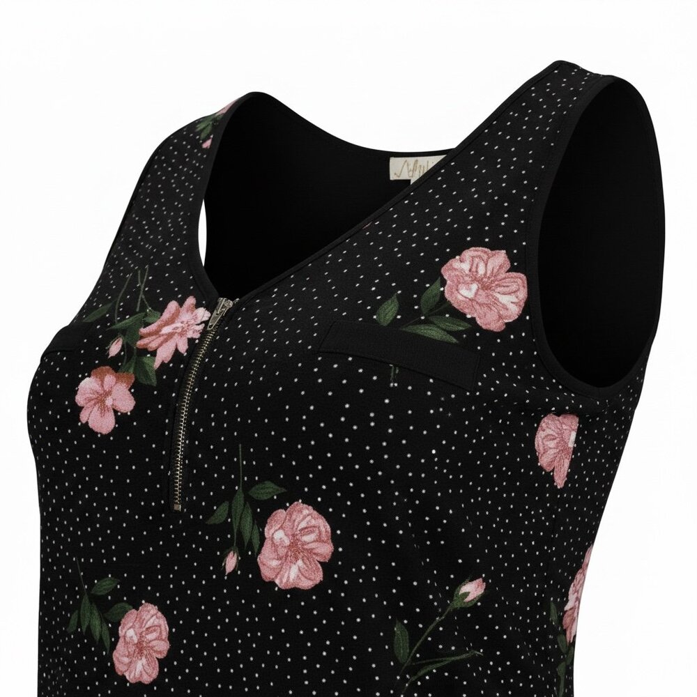Floral Zip Front Sleeveless Blouse Size 1XL - Picture 2 of 8